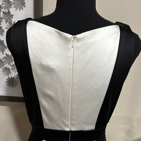 *JAX* Black x White Contrast Panel Bodycon Cocktail Mini Dress Size 6 - Picture 9 of 11